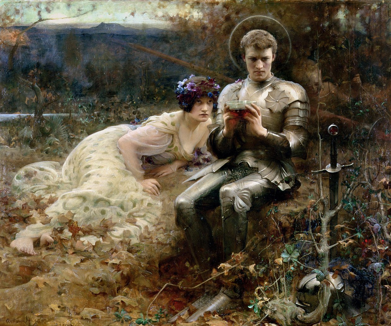 La tentation de Sir Percival - Arthur Hacker
