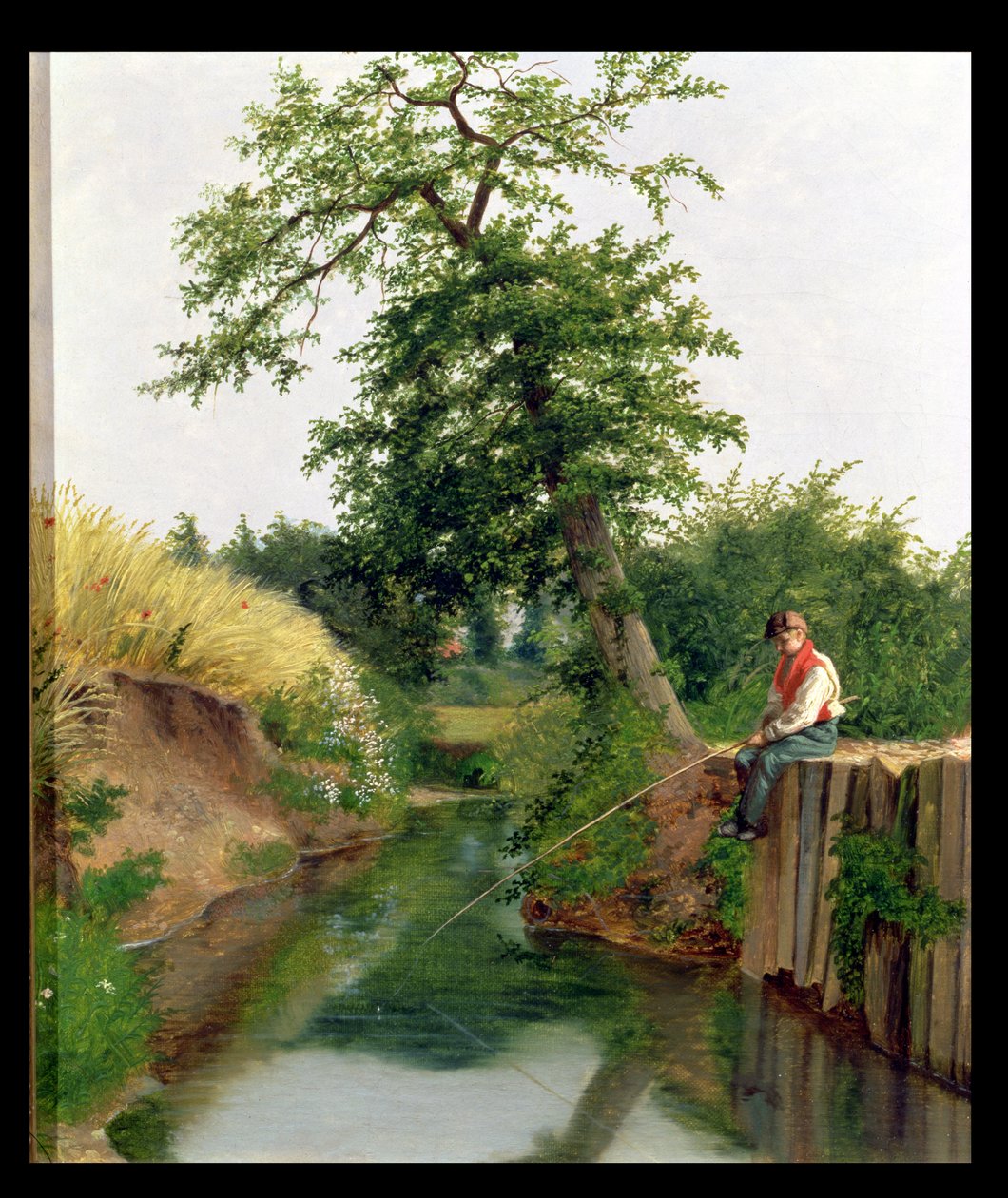 Un garçon pêchant - Arthur Hughes