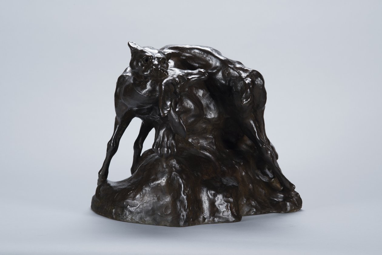 Puma portant une carcasse de cerf, vers 1900 (bronze) - Arthur Putnam