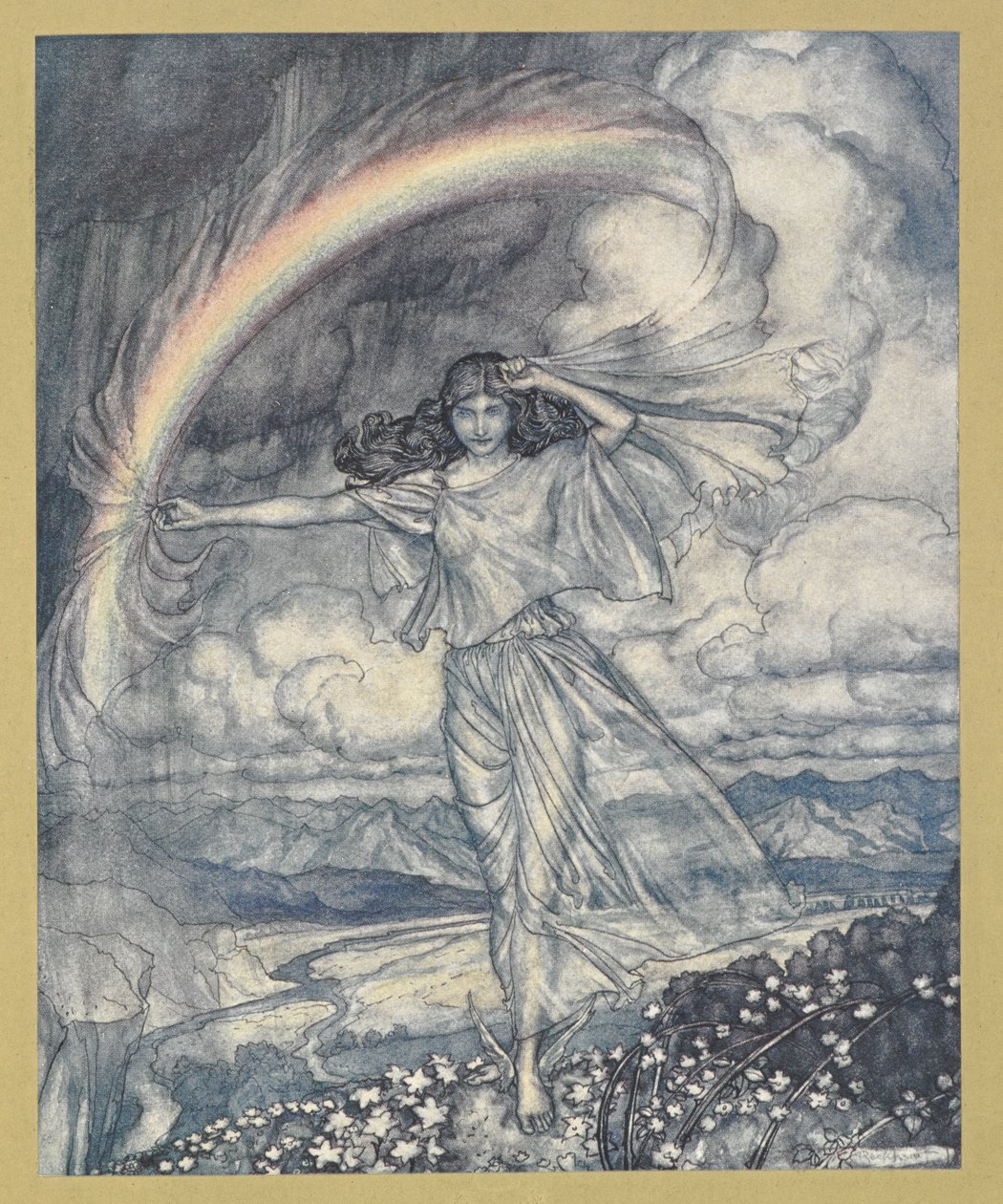 Iris là-bas, avec un arc humide - Arthur Rackham