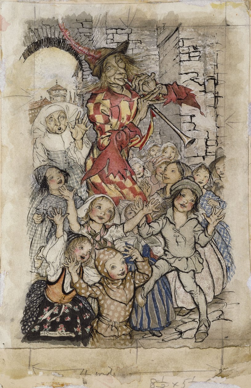 Le Joueur de flûte et les enfants - Arthur Rackham