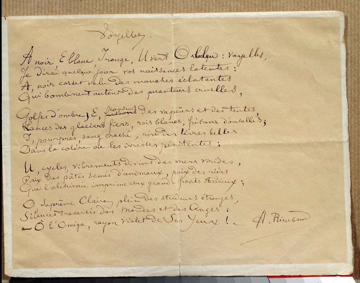 Manuscrit du poème d