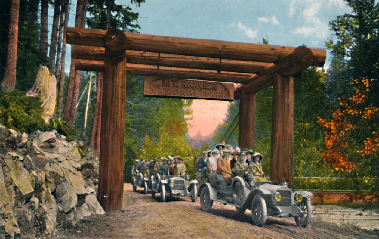 Entrée du parc national du Mont Rainier, vers 1916 - Asahel Curtis