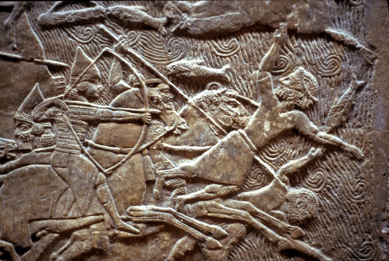 Assurbanipal à la bataille de Til-Tuba, 650-620 av. J.-C. - Assyrian