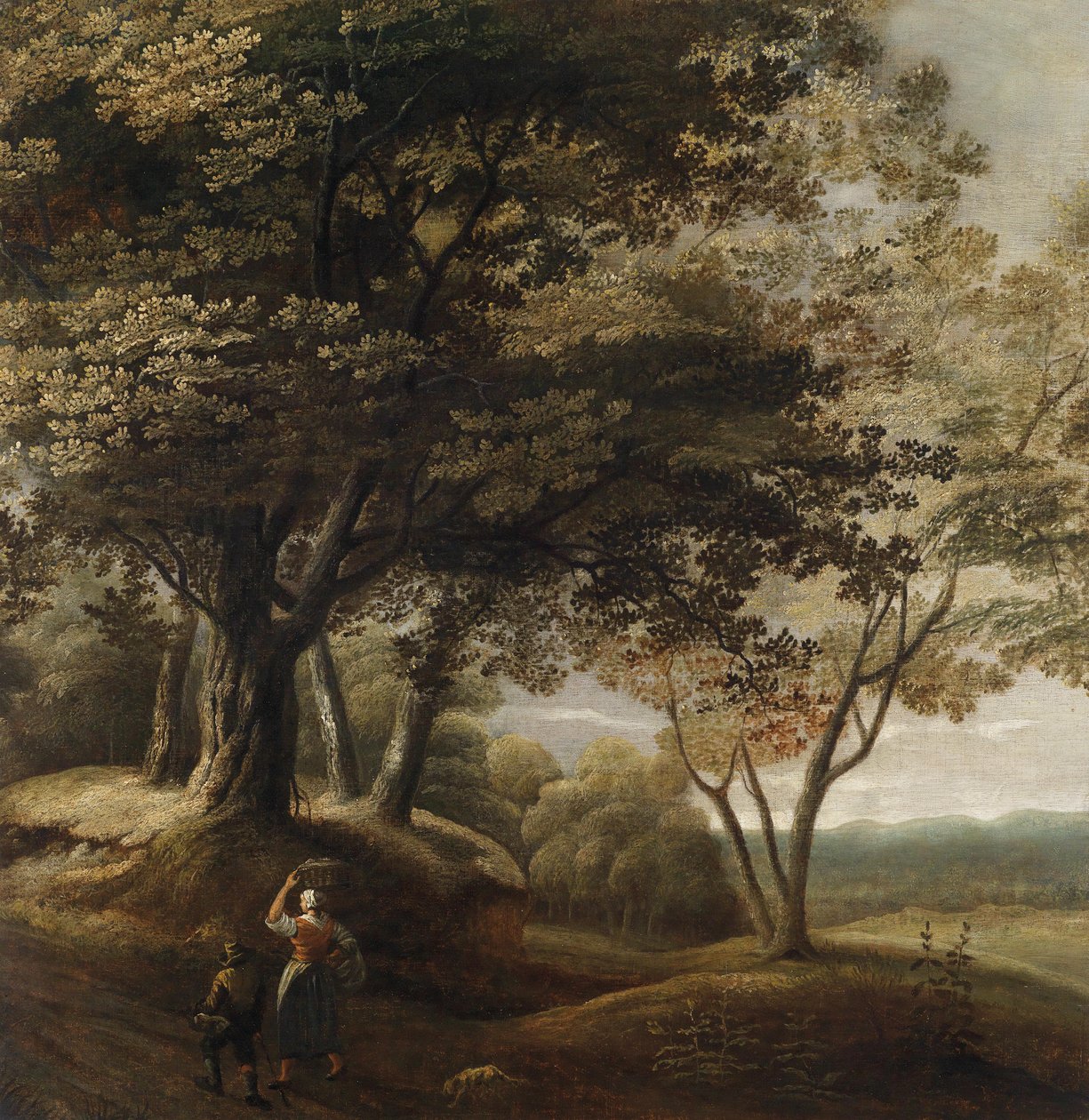 Paysage boisé avec des promeneurs - Attributed to Lucas Achtschellinck