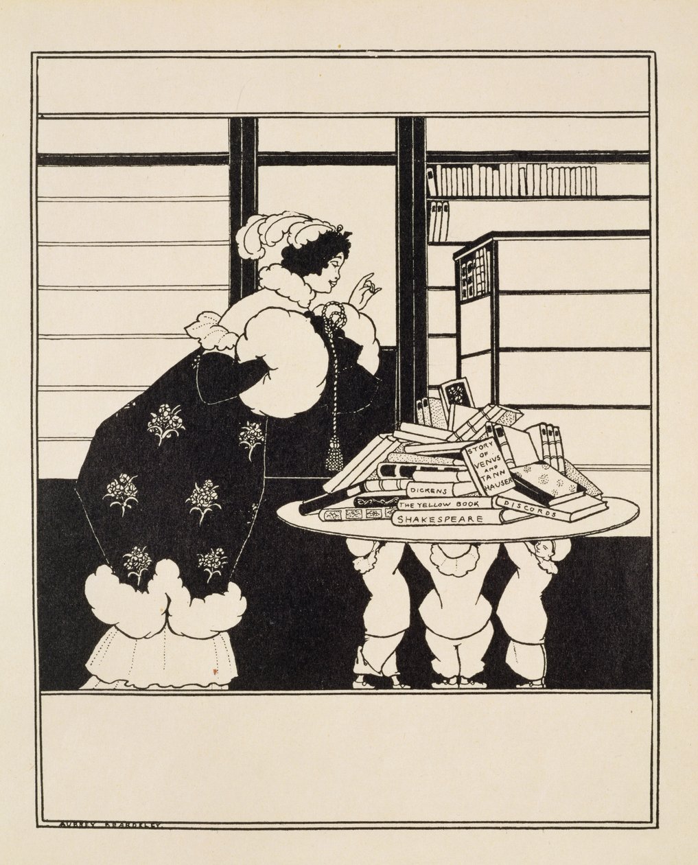 Femme dans une librairie, design pour une couverture de 