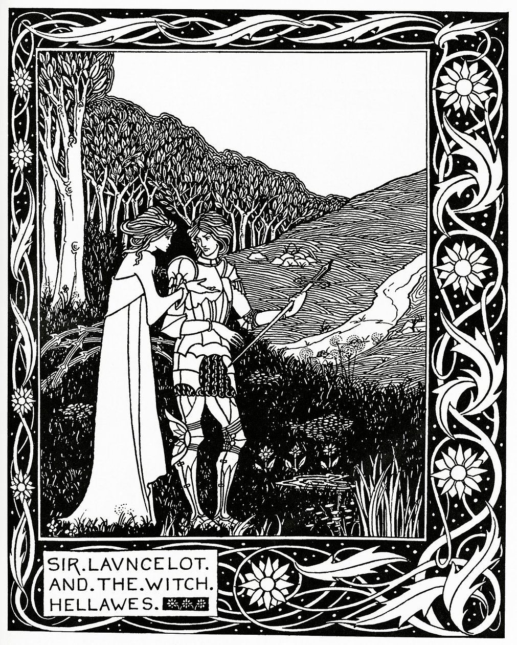 Sir Launcelot et la sorcière Hellawes, 1870 - Aubrey Beardsley