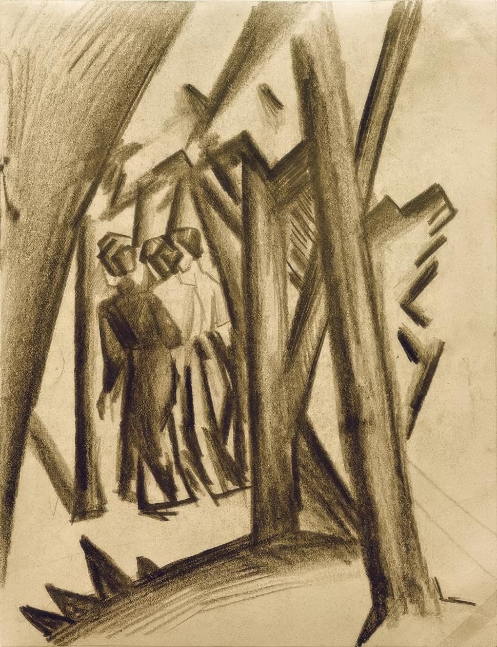 Trois filles dans la forêt - August Macke