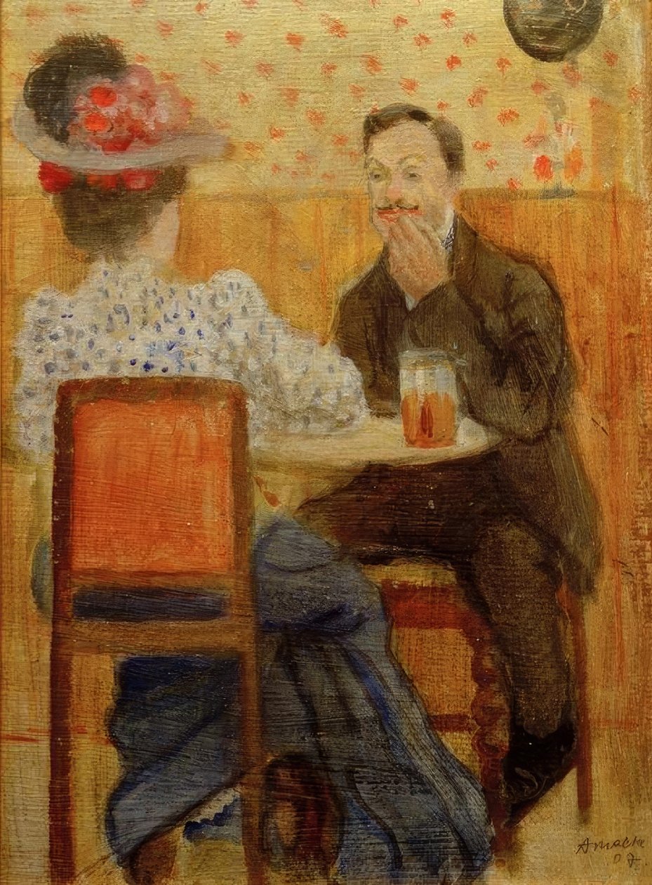 Couple à la table de bière - August Macke