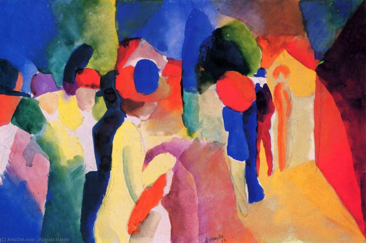 Femme avec une veste jaune - August Macke