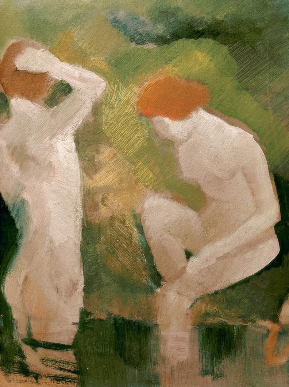 Baigneuses sur la pente verte - August Macke