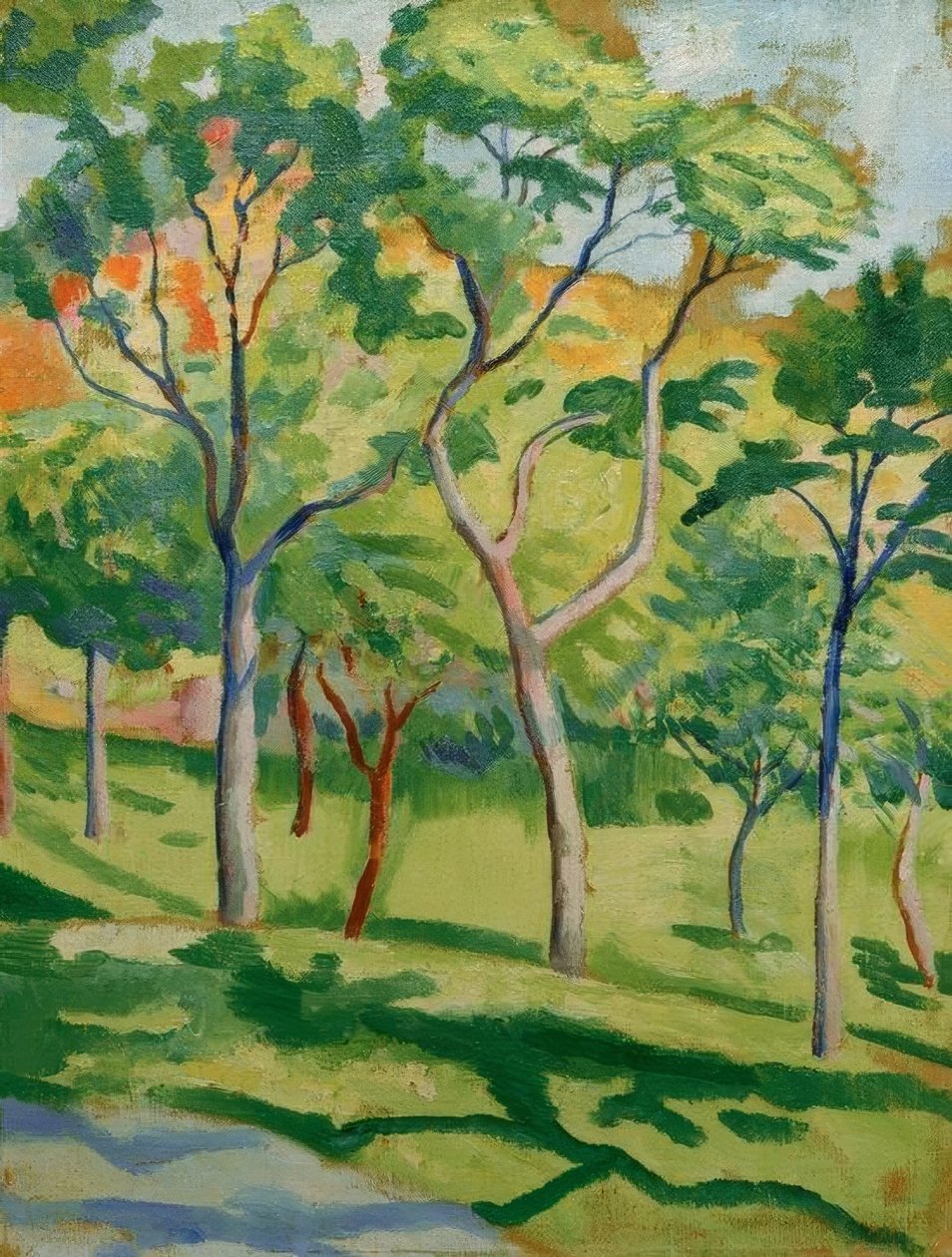 Arbres dans le pré - August Macke