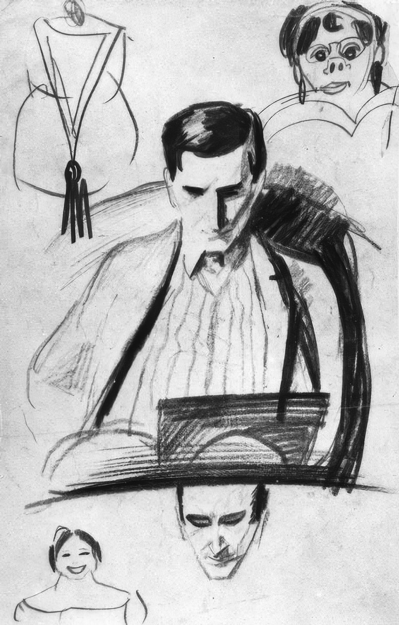 Franz Marc, Portrait / Dessin Macke - August Macke