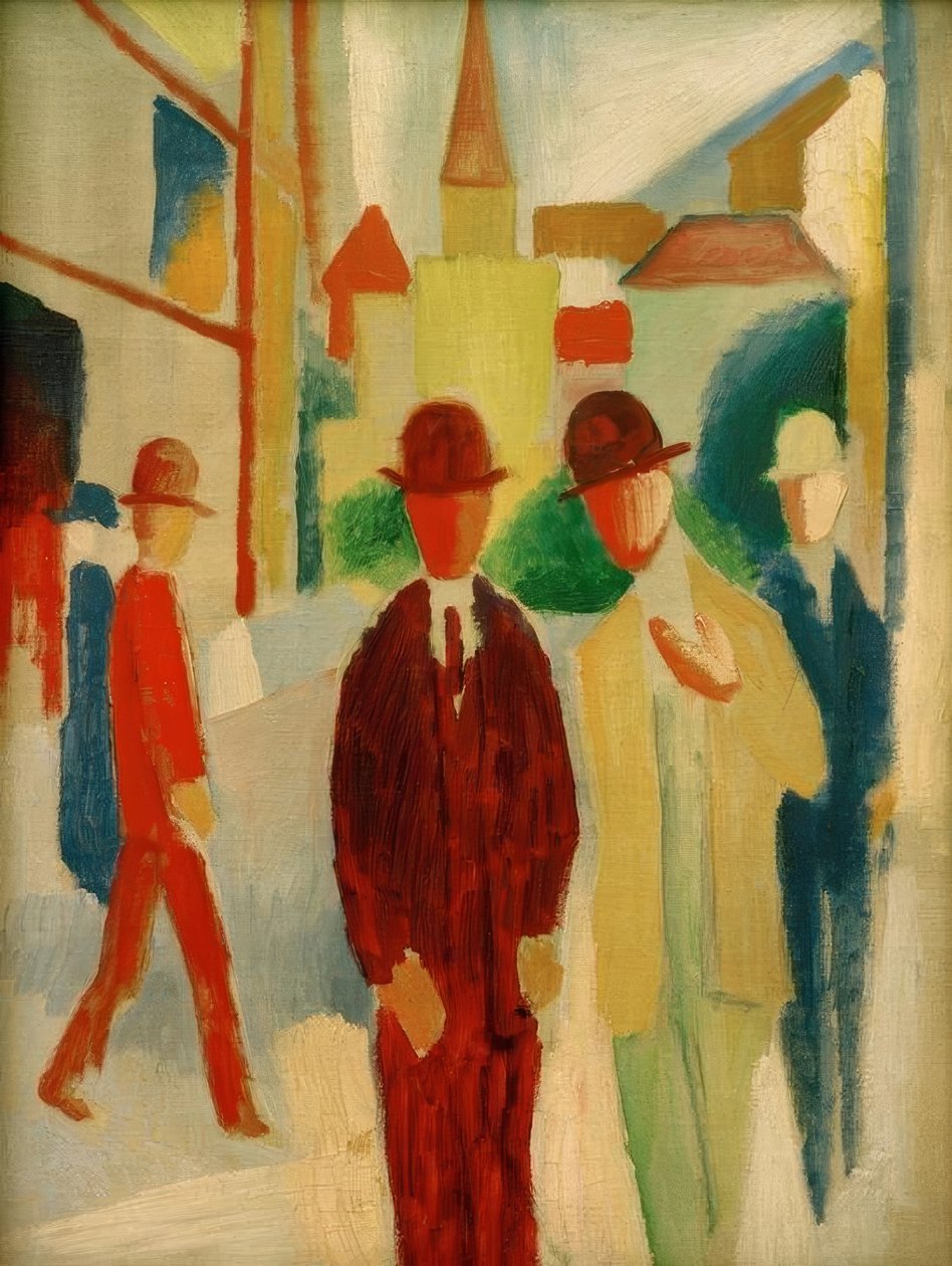 Rue lumineuse avec des gens - August Macke