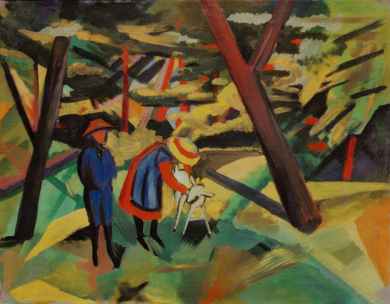 Enfants avec chèvre dans la forêt - August Macke