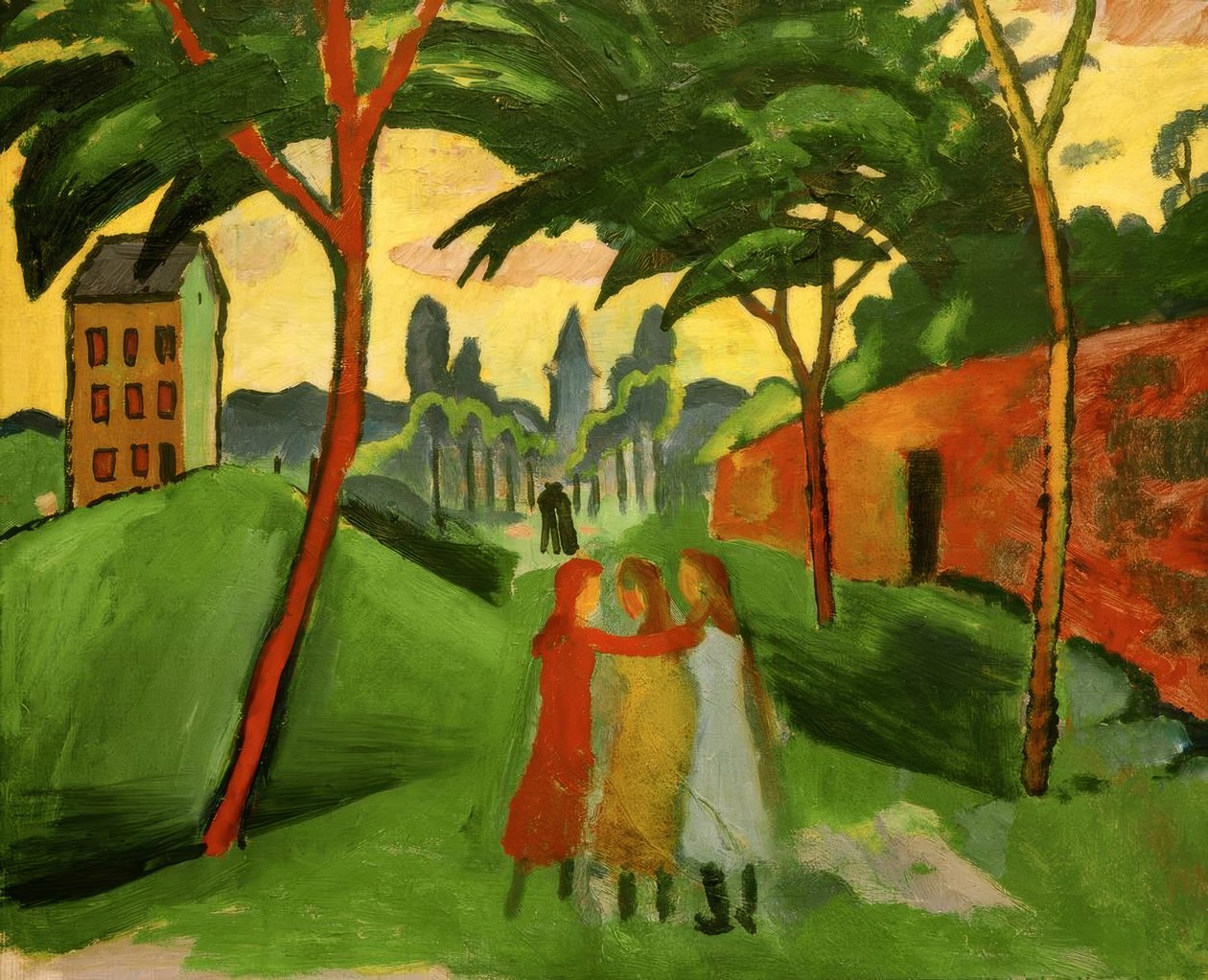 Paysage avec trois filles - August Macke