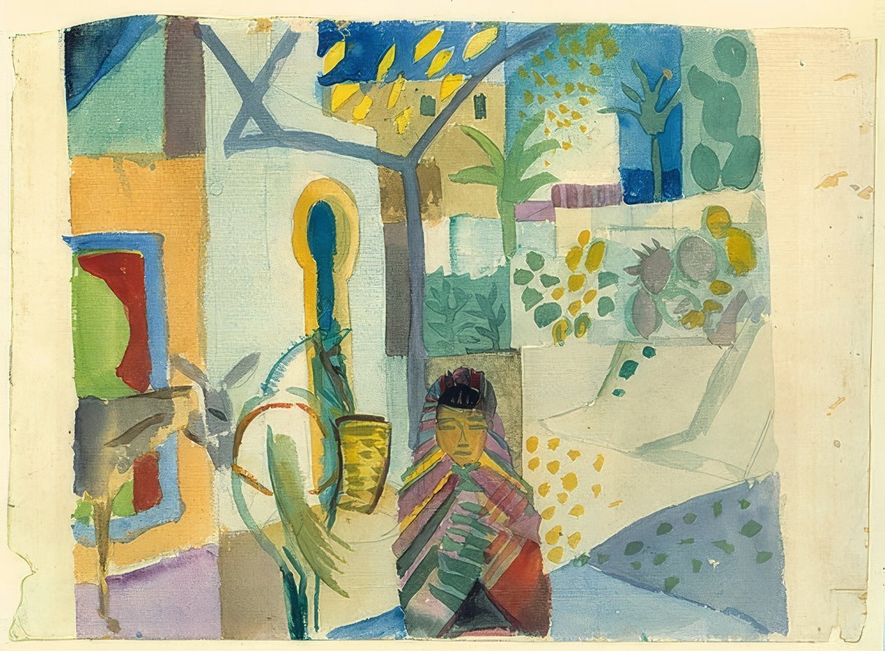 Fille avec cheval et âne - August Macke