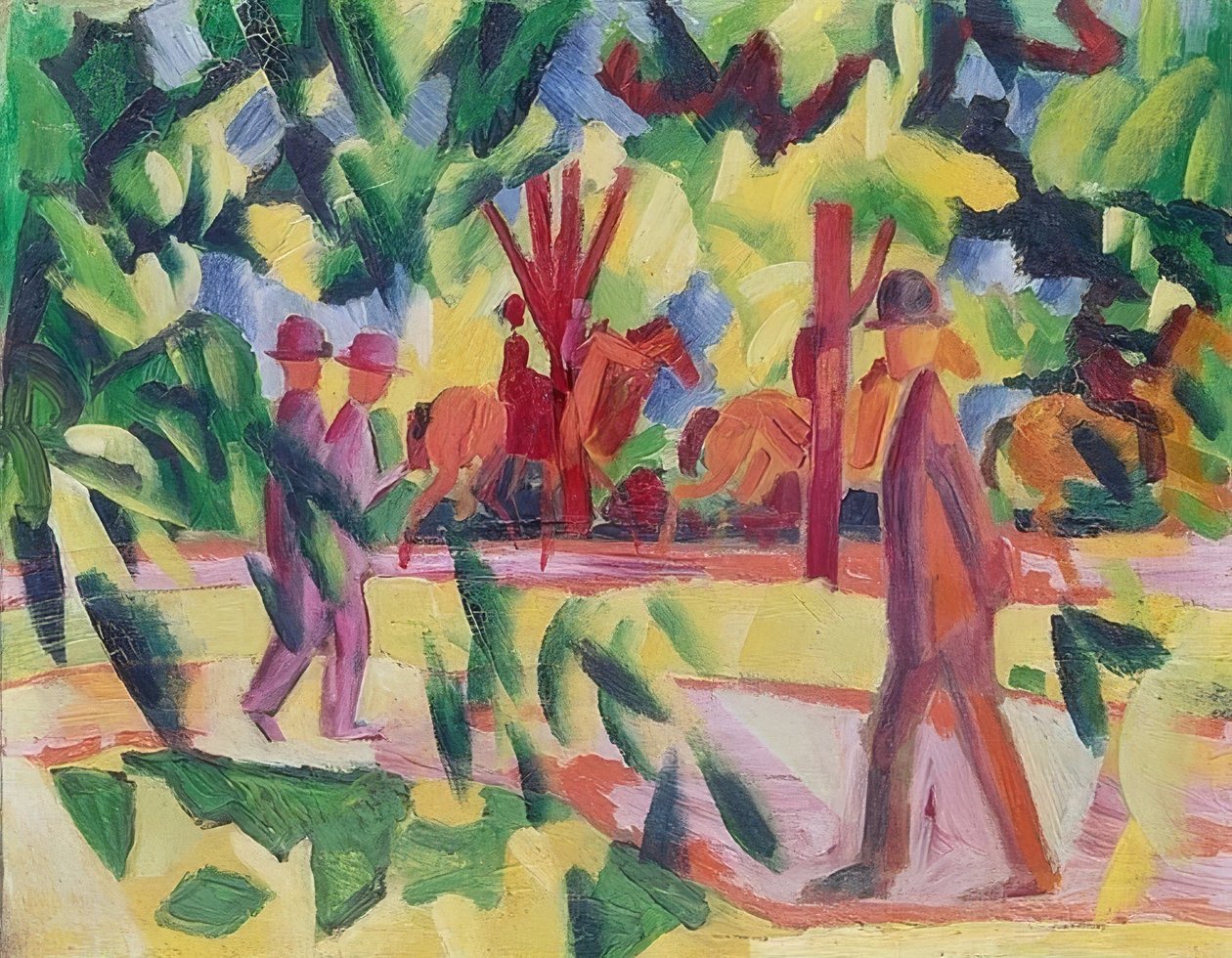 Cavaliers et promeneurs dans une allée. 1914 - August Macke