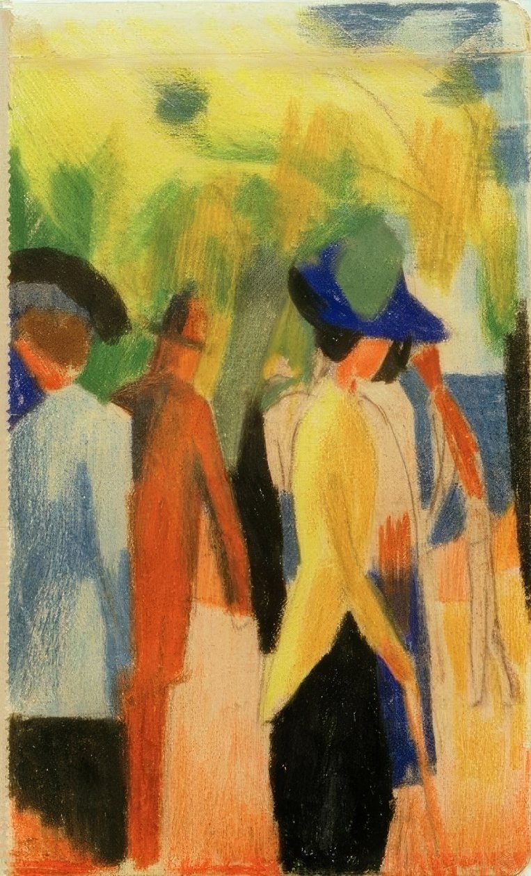 Promeneurs sous les arbres (Promeneurs dans le parc) - August Macke