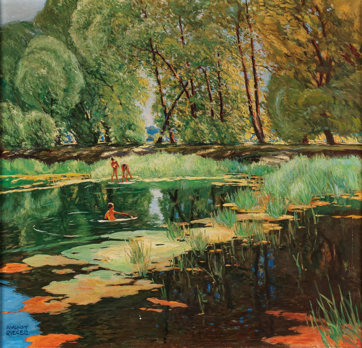 August Rieger Scène de bain - August Rieger