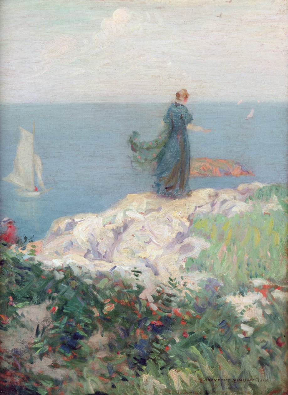 Scène de bord de mer (huile sur toile) - August Vincent Tack