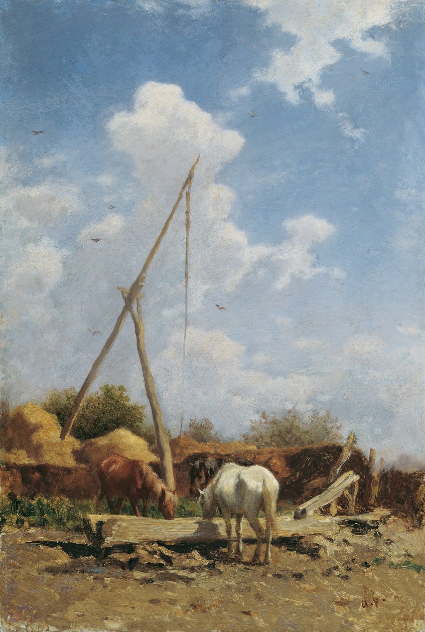 Abreuvoir hongrois - August von Pettenkofen
