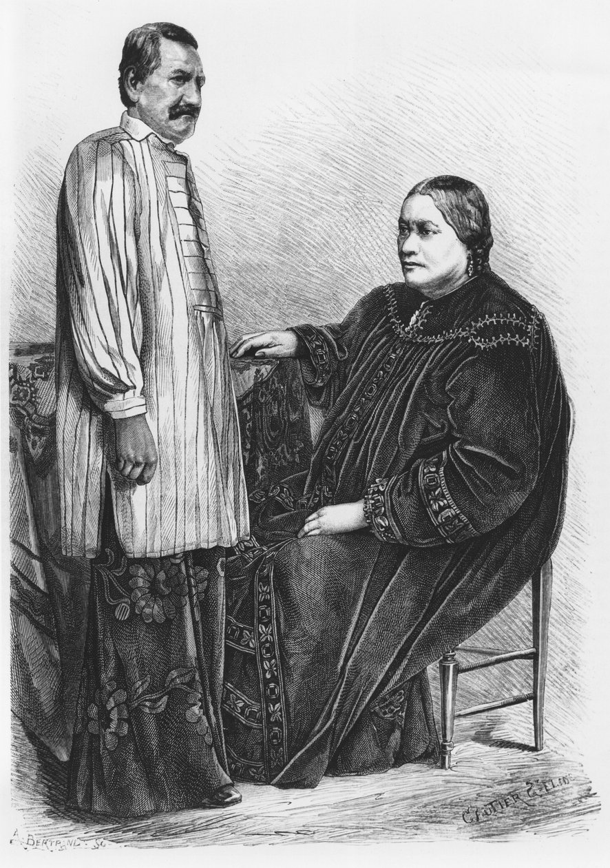 Reine Pomare IV (1827-77) de Tahiti et son mari, illustration de 