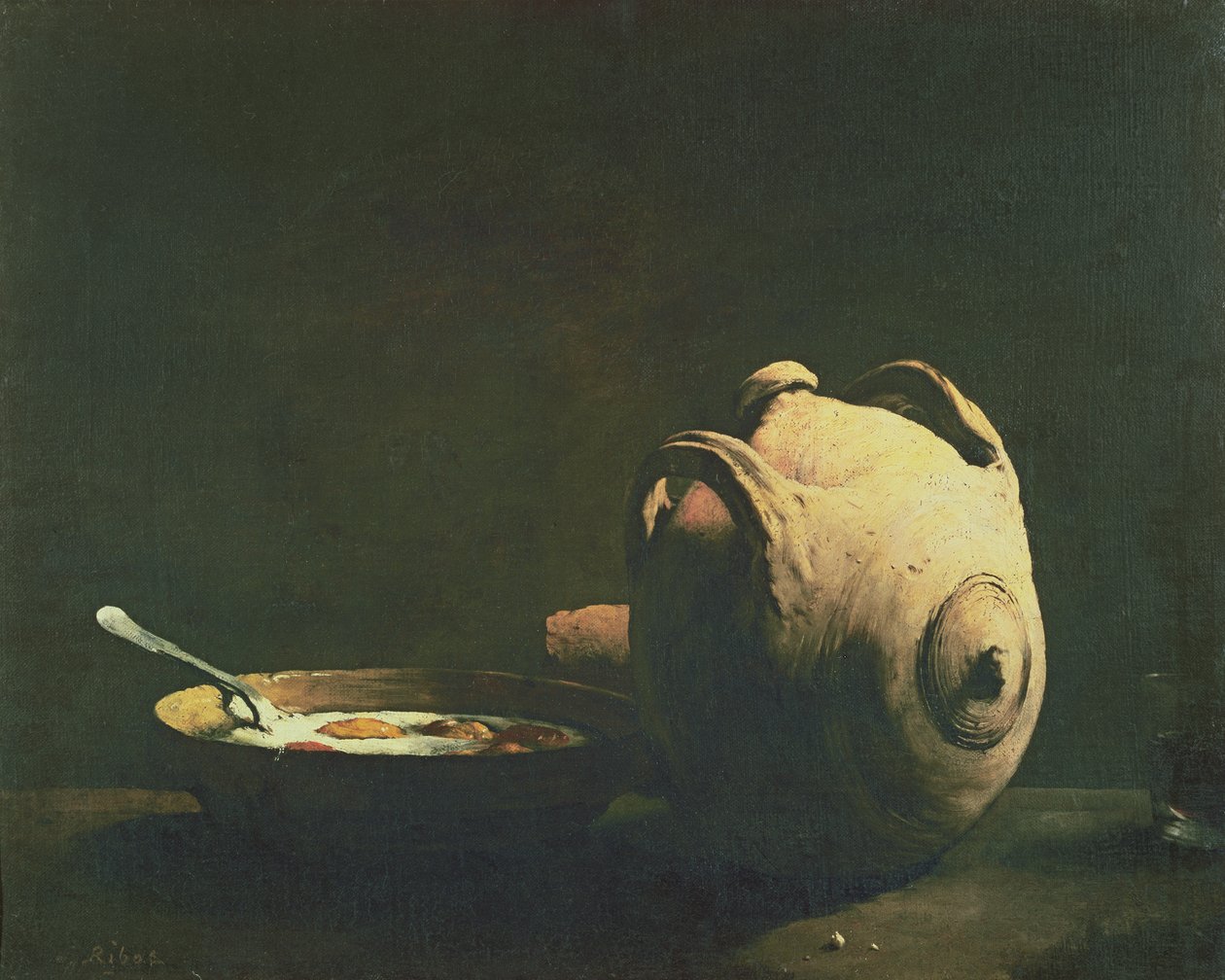 Nature morte avec des œufs sur une assiette, 19e siècle - Auguste Theodule Ribot