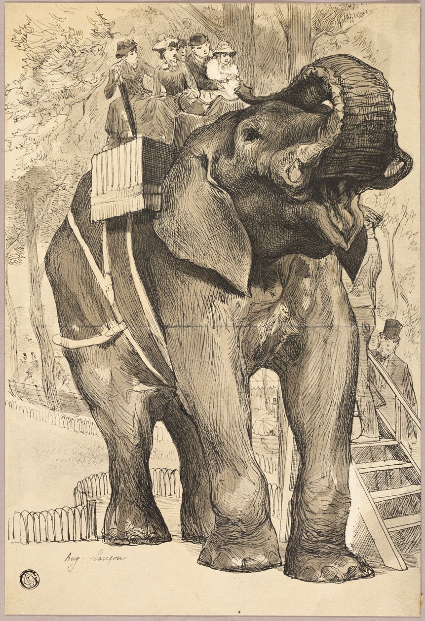 Éléphant avec cavaliers - Auguste Andre Lancon