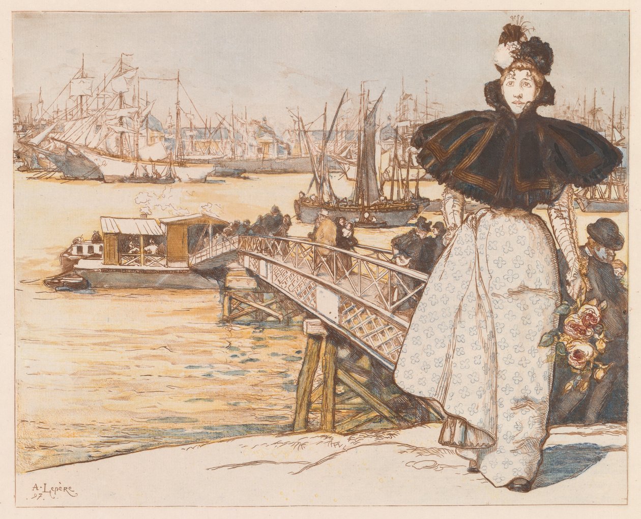 Embarcadère sur la Garonne, Bordeaux - Auguste Lepere