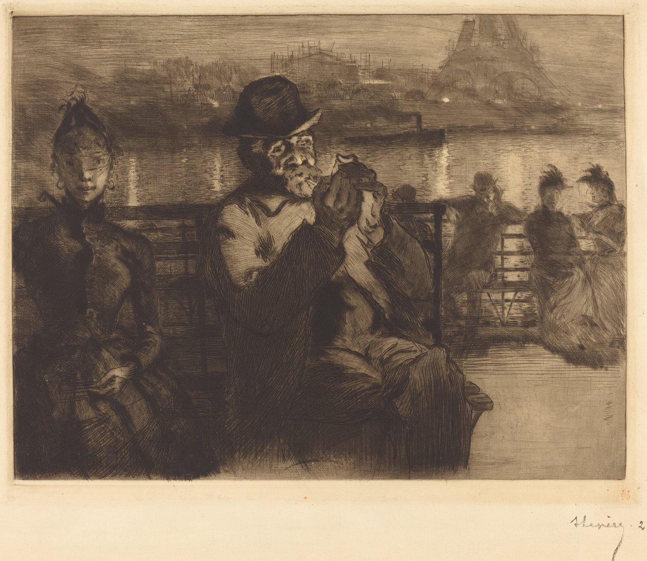 Sur la Seine, la nuit - Auguste Lepere