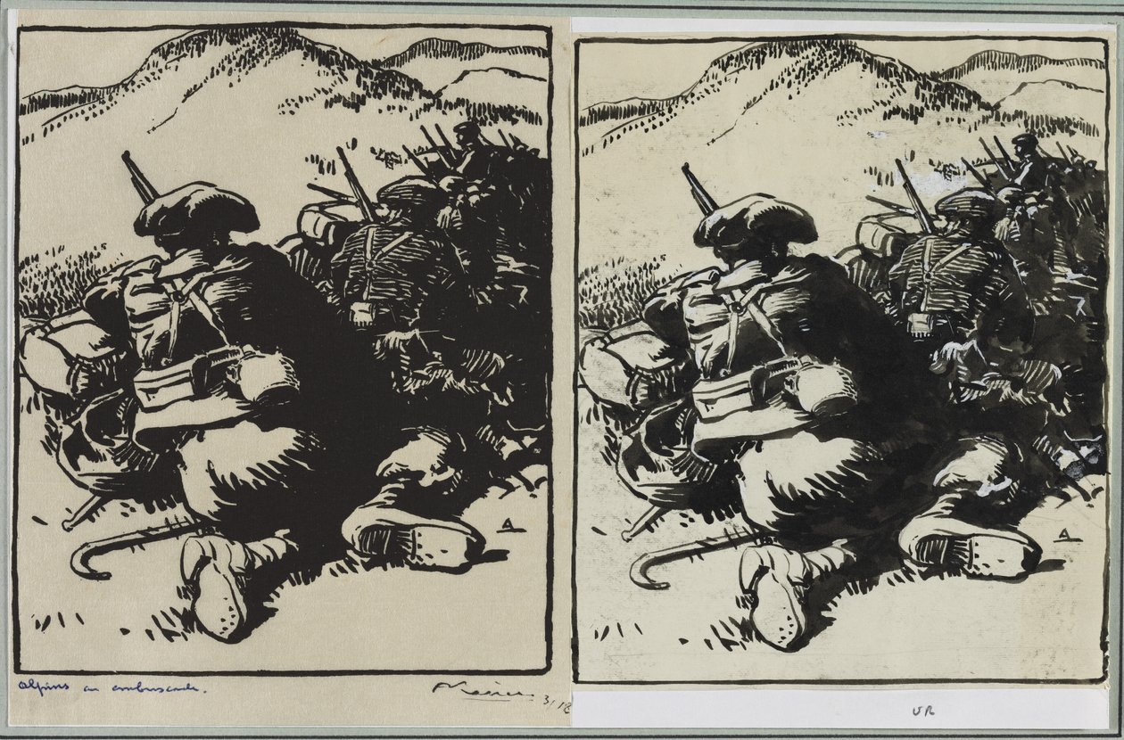 Alpins en embuscade, 1914 - Auguste Louis Lepère