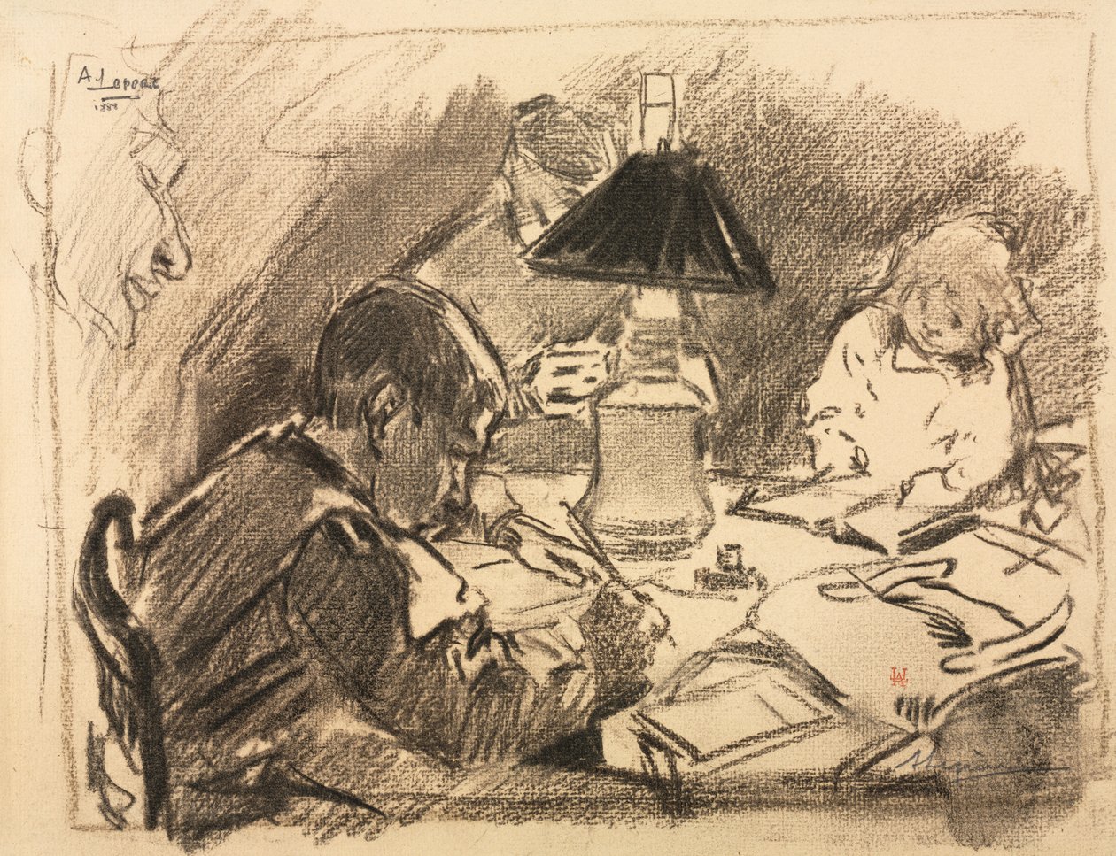 Autour de la lampe - Auguste Louis Lepère