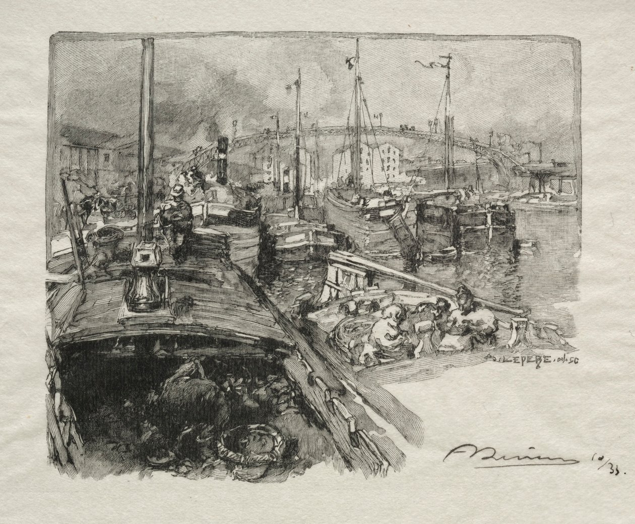 Le Bassin de la Villette - Auguste Louis Lepère
