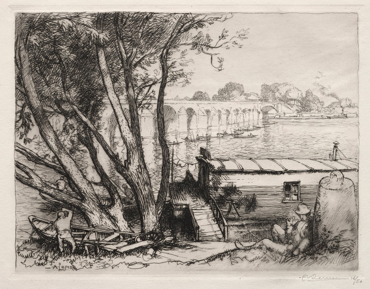 Le Pont de Poissy, 1917 - Auguste Louis Lepère