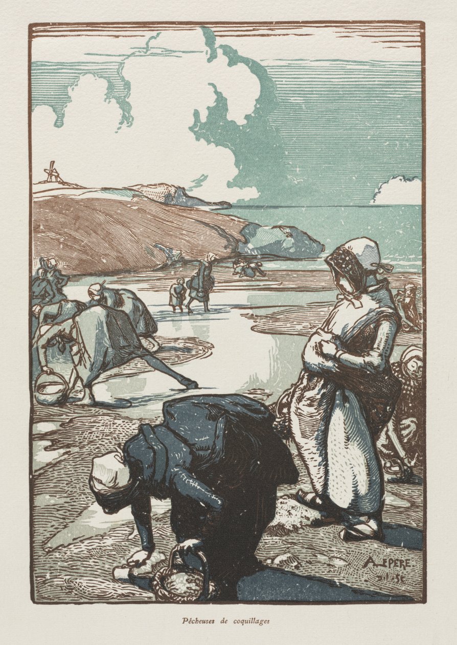 Les pêcheuses de pignons, Saint-Jean-de-Mont - Auguste Louis Lepère