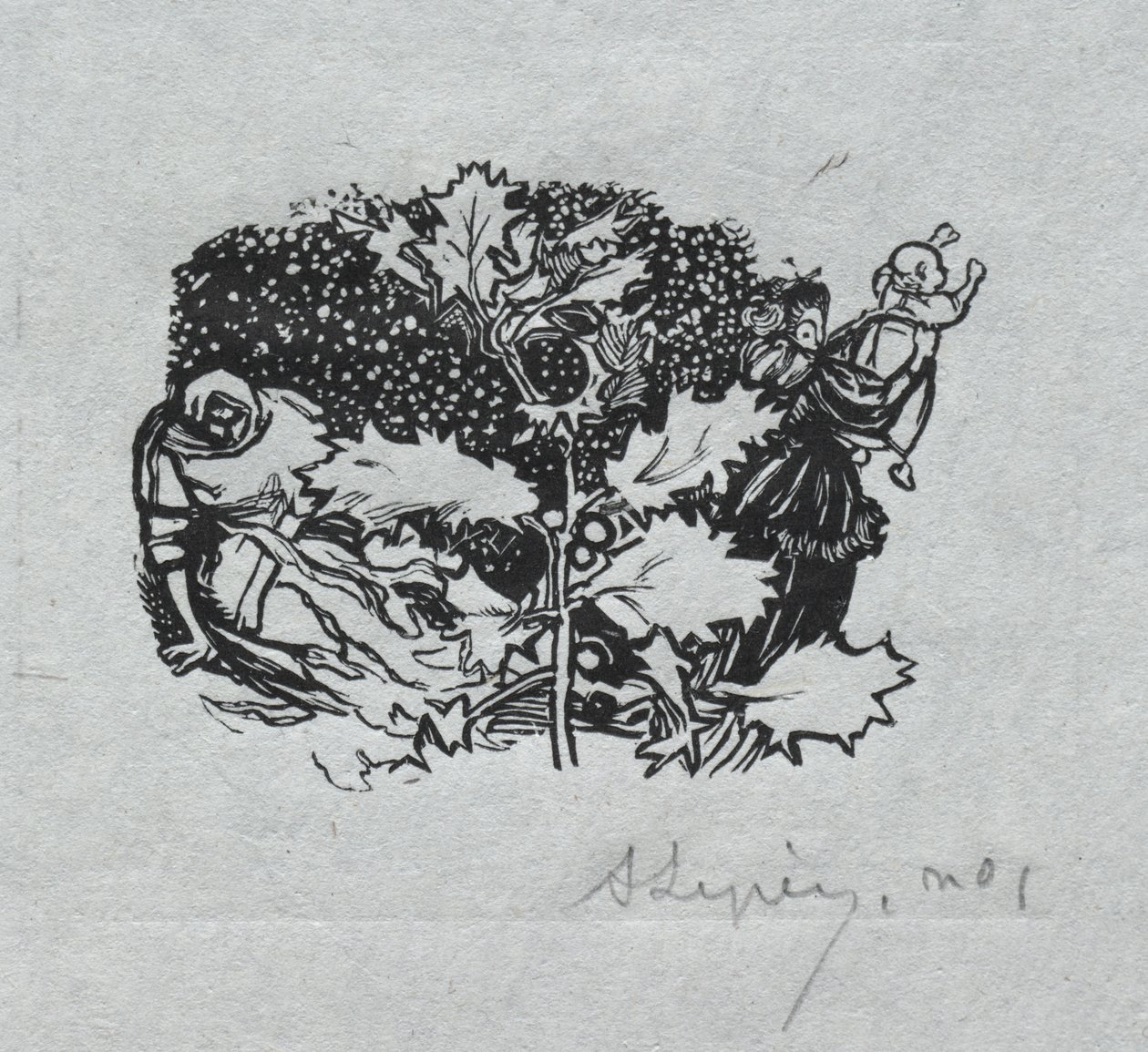Almanach de Paris, 1897: Cul-de-lampe, Hiver - Auguste Louis Lepère