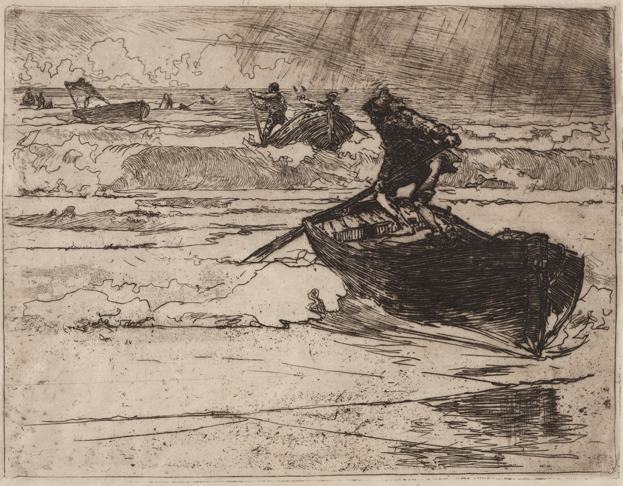 Pêcheurs fuyant devant l