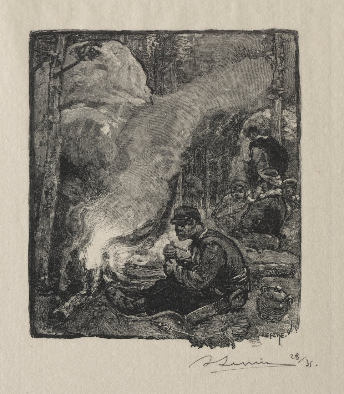 Repas des bûcherons, 1887 - Auguste Louis Lepère