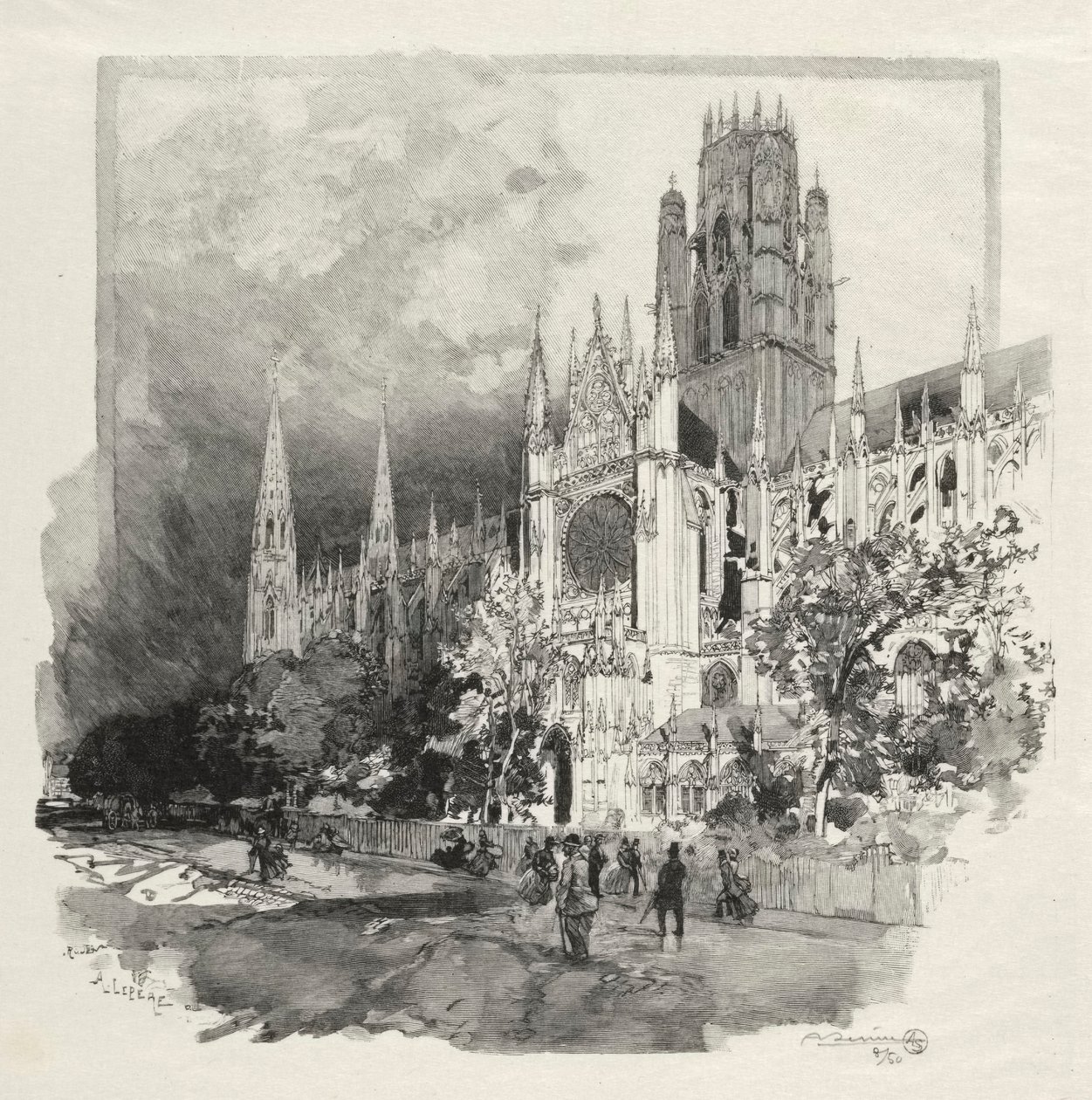 Rouen Illustré: Église Saint-Ouen, 1896 - Auguste Louis Lepère