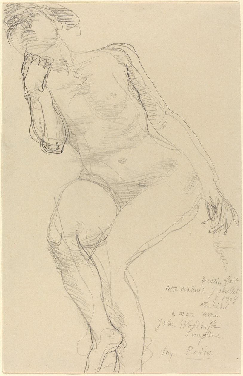 Nu féminin assis penché à gauche - Auguste Rodin