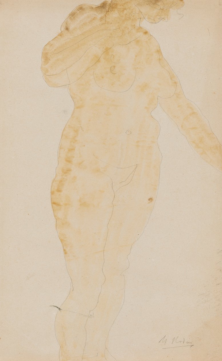 Femme nue debout, bras gauche étendu - Auguste Rodin