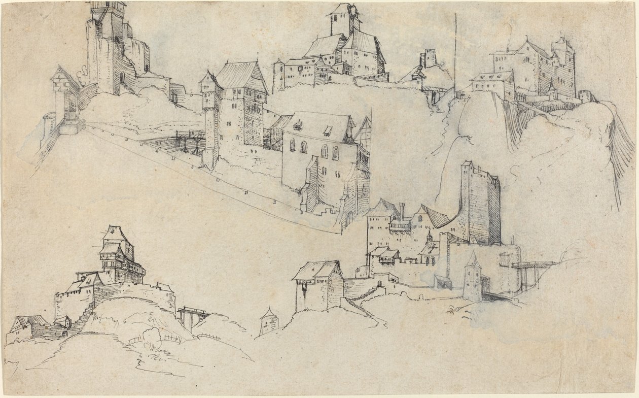 Châteaux au sommet de la colline - Augustin Hirschvogel