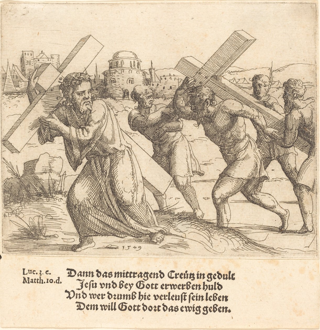 Homme Porte la Croix après le Christ - Augustin Hirschvogel