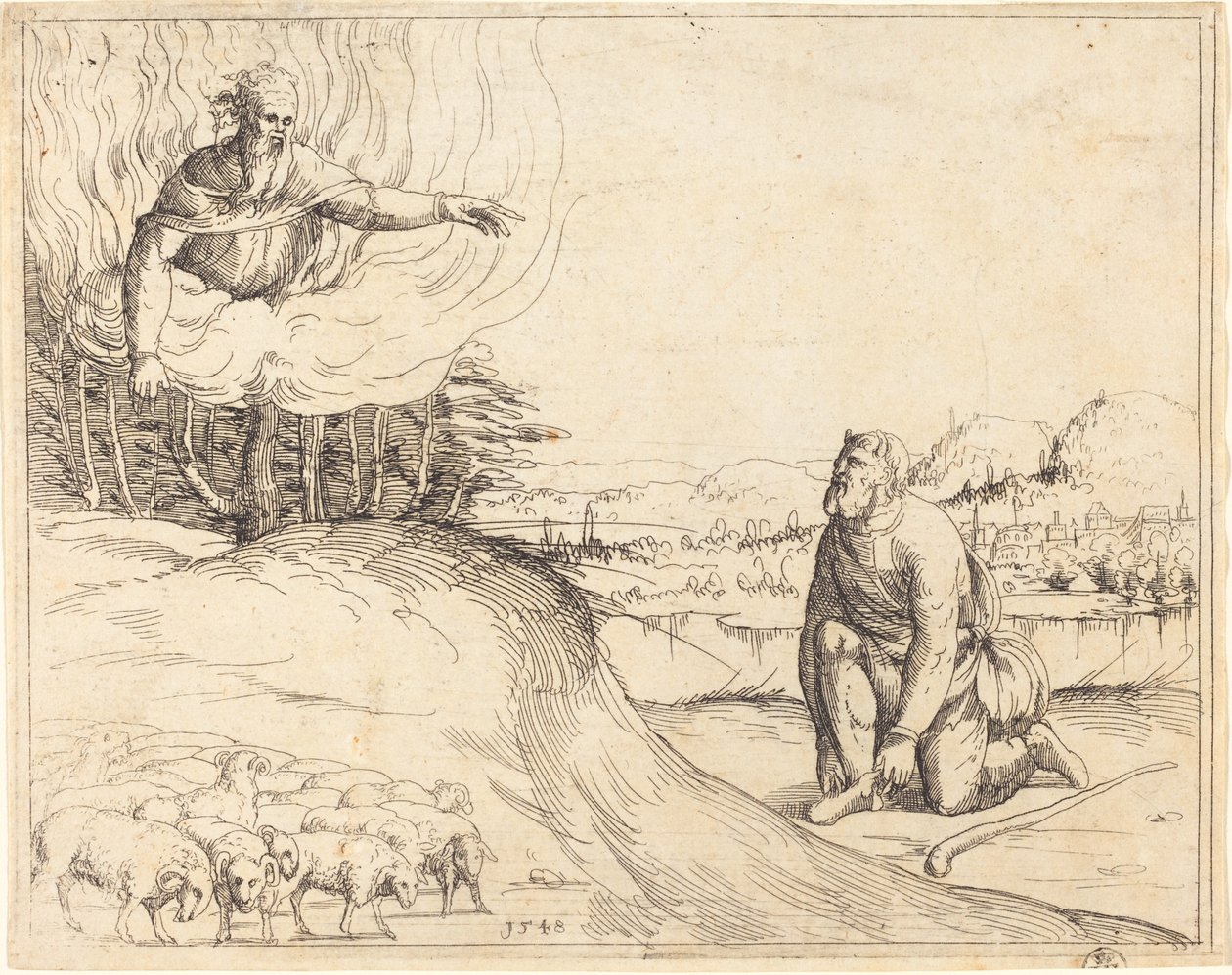 Moïse et le buisson ardent - Augustin Hirschvogel