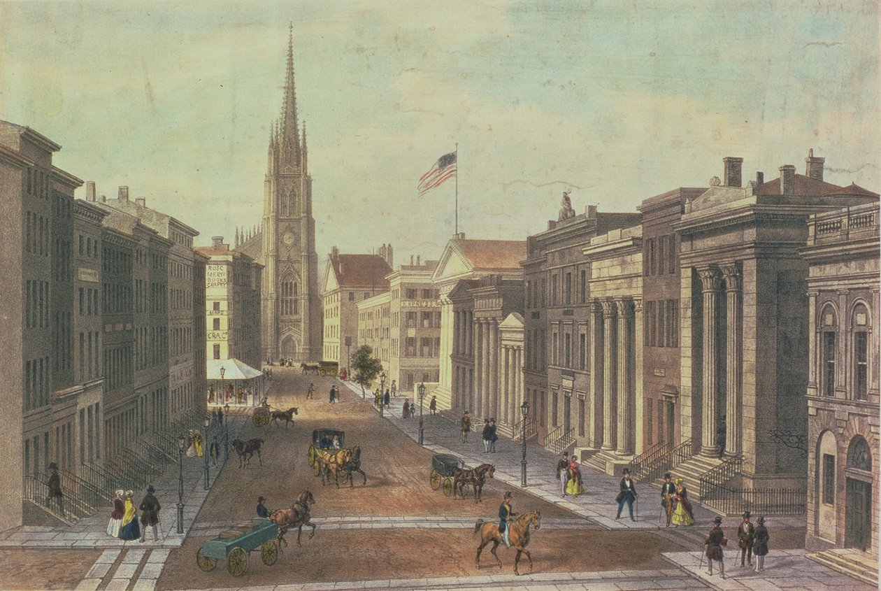 Wall Street, New York, gravé par Deroy, publié par Goupil et Co, 1850 - Augustus Kollner