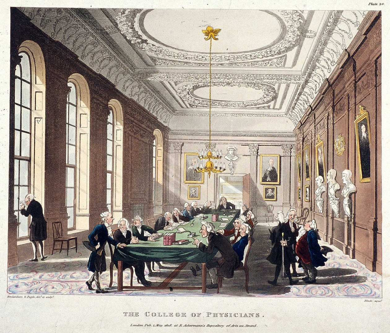 Collège des médecins, Londres, 1808 - Augustus Charles Pugin, Thomas Rowlandson