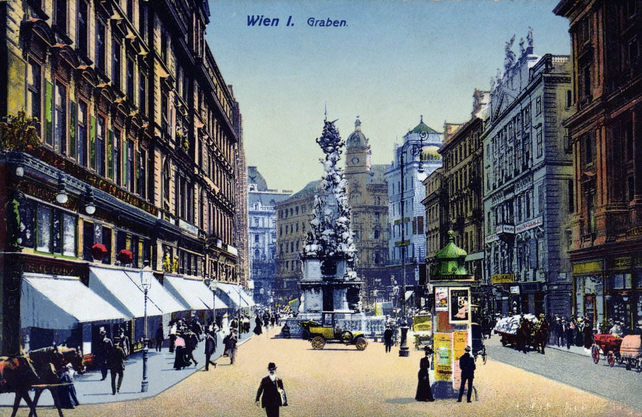 Carte postale représentant le Graben à Vienne, c.1910 - Austrian School