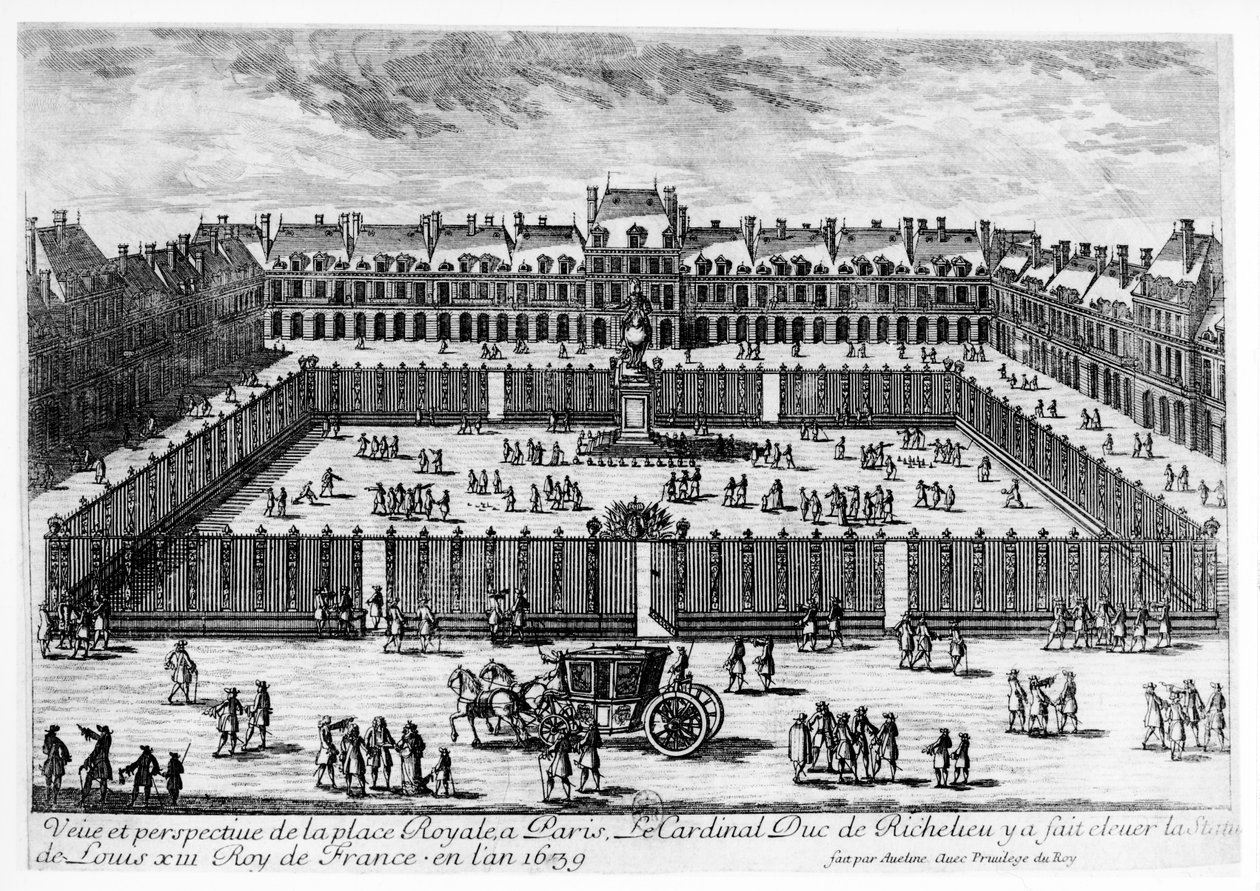 Vue en perspective de la Place des Vosges - Aveline Family