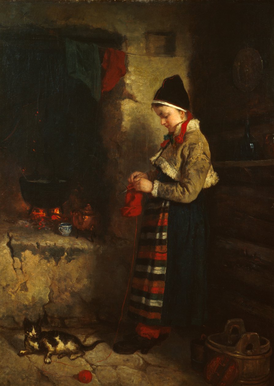 Fille tricotant - Axel Hjalmar Ender